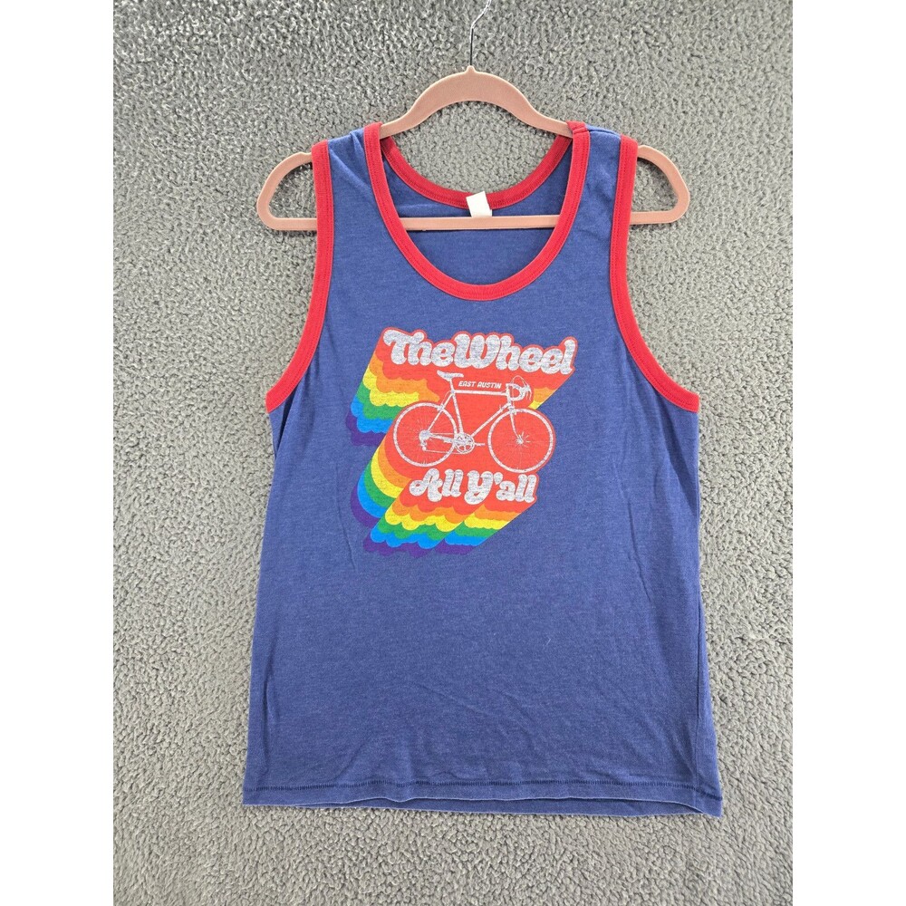 The Wheel Shirt Mens L Tank Top East Austin TX Bar Bicycle Cycling Pride